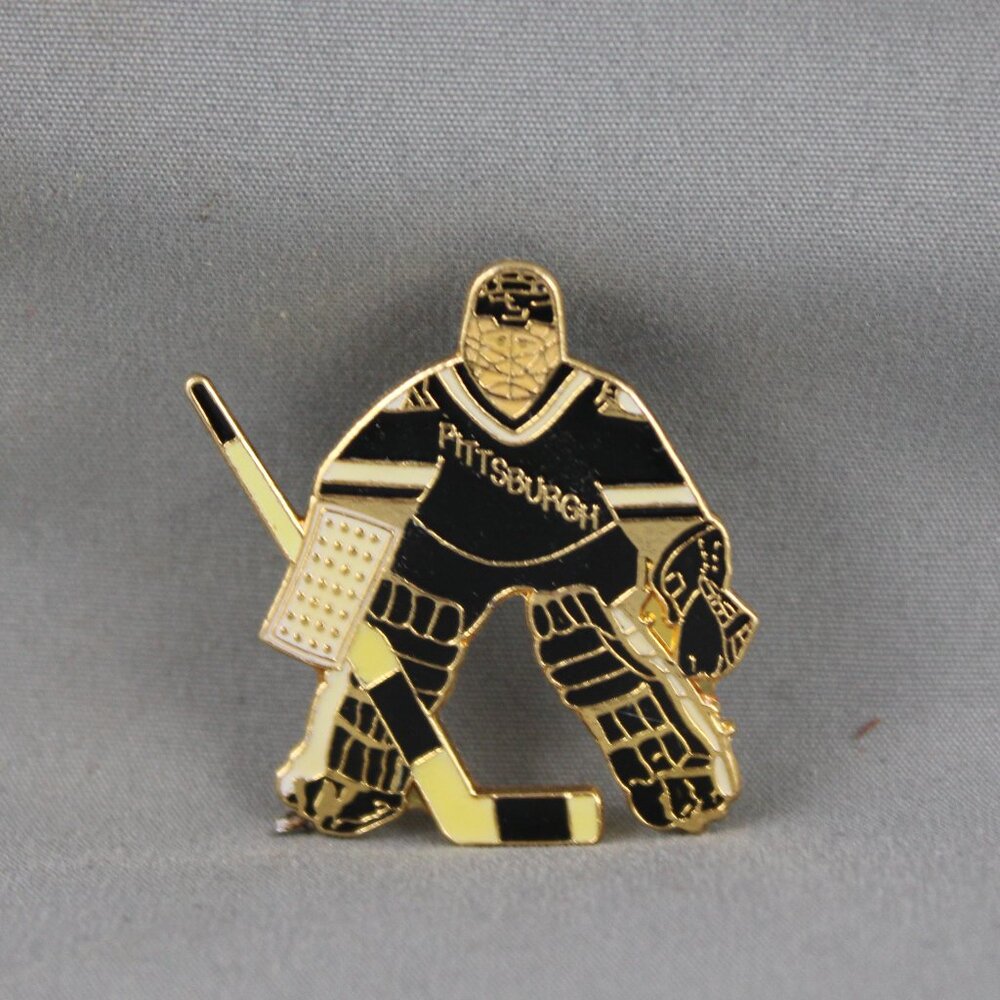 Pittsburgh Penguins Pin (VTG) - 1990s Goalie Away Uniform - Inlaid Pin